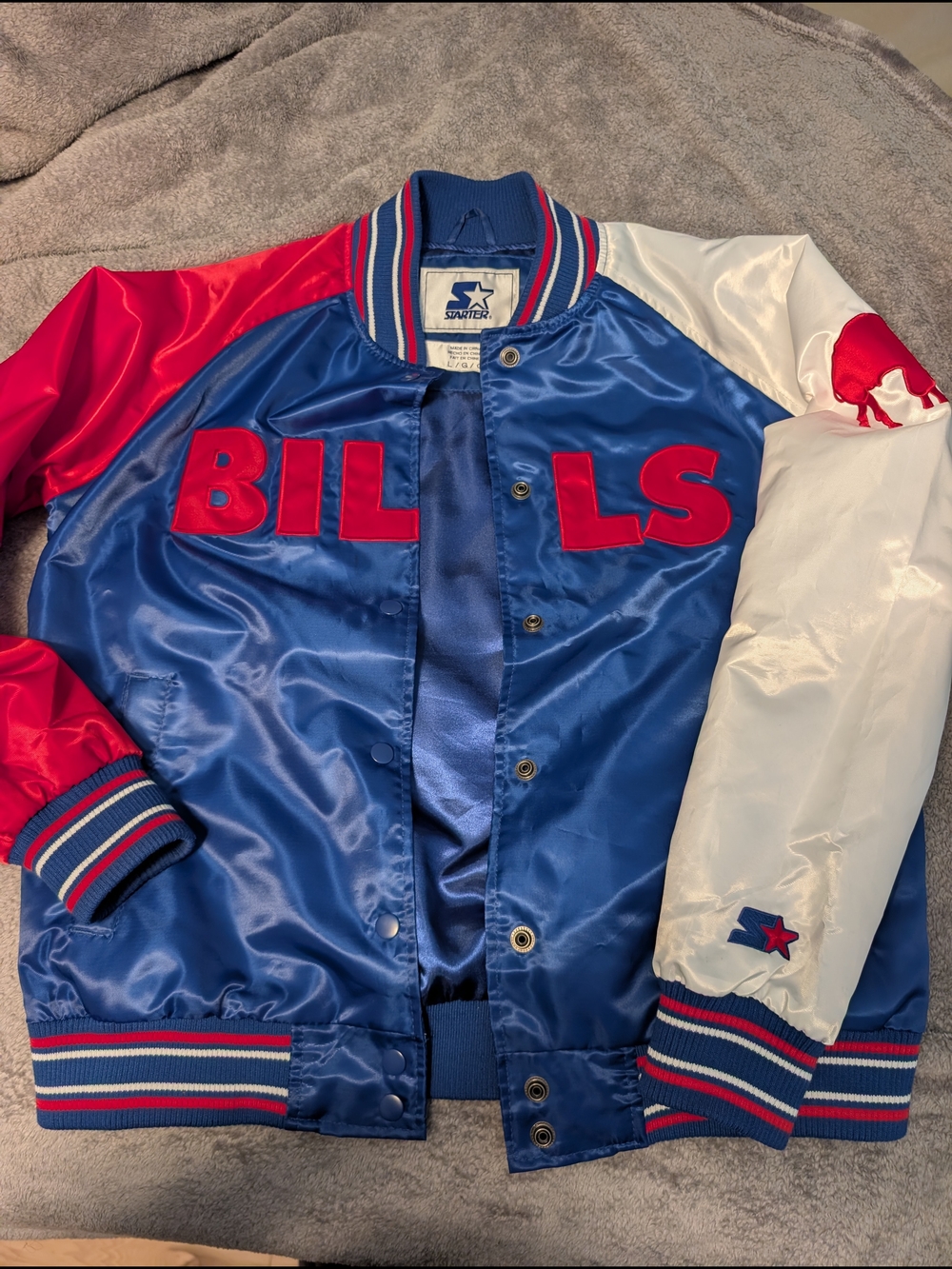 Starter Women's Large NFL Buffalo Bills Satin Jacket - Blue/Red/White